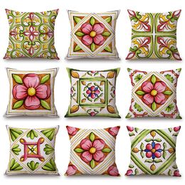 red and green flower cushion cover beautiful floral throw pillow case for sofa bed lounge modern chaise chair cojines