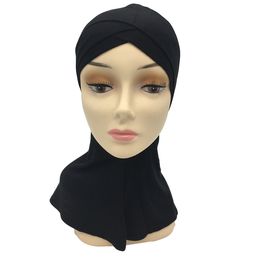 2019 Good Quality Fashion Women Lady Cotton Crossover Muslim Inner Hijab Caps Islamic Underscarf Hats Arab Headwear