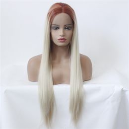 10 Colors SHUOWEN Remy Hair Synthetic Lace Front Wig Black Blonde Ombre Green Grey Brown Perruques Simulation Human Hair Wigs