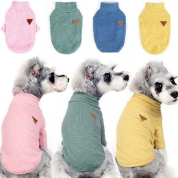 spring new dog clothes pet knitted leather brand pet supplies knitted two feet shirt pet dog cotton plain thread tshirt wholesale