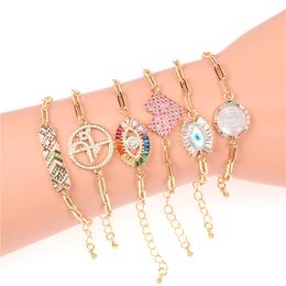Europe and America Trendy Women Bracelet High Quality Yellow Gold Plated Bling Colorful CZ Bracelets for Women Nice Gift for Friends