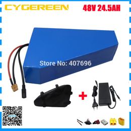 1000W 48V 24.5AH Lithium battery 2000W 48V 24AH ebike battery 48 V Triangle use samsung 3500mah cell 30A   50A BMS With bag