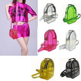 DHL50pcs Backpack Bag Women PVC Clear Jelly Large Capacity Zipper Waterproof Shoulder Bags 6colors