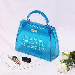 Fashion Bags Clear PVC Jelly Women Handbags Candy Colour Transparent Shoulder Messenger Bags For Lady Girls Purse Letter Large Capacity D 2558