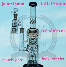 Heady Glass Bong Dab Rig 16 Triple Honeycomb perc Bongs oil rigs water pipes percolator purple bong quartz banger bowl wax Straight tube