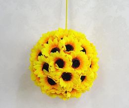 Sunflower Kissing Ball Flower In Yellow Decorate Flowers Artificial Flower For Wedding Garden Party Gift Decoration Fake Silk Flower GB223