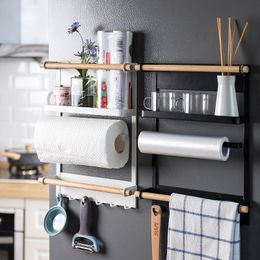 Magnetic Adsorption Refrigerator Side Rack Wall-mounted Multi-function Storage Holder Kitchen Paper Towel Shelf Rack Organiser T200413