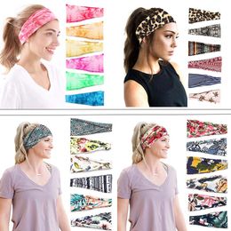 Headbands For Women, Yoga Running Sports Cotton Headbands Tie Dye Elastic Non Slip Sweat Headbands Workout Fashion Hair Bands for Girls