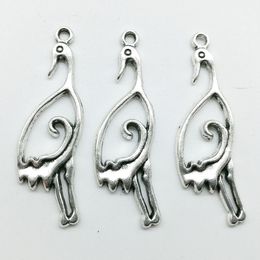 50pcs/Lot Birds Alloy Charms Pendant Retro Jewellery DIY Keychain Ancient Silver Pendant For Bracelet Earrings Necklace 41x13mm