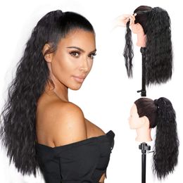 Natural color 10-22inch natural color afro curly human hair drawstring ponytail for black women free shipping
