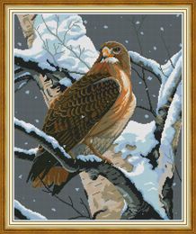 The falcon in tree home decor diy kit ,Handmade Cross Stitch Craft Tools Embroidery Needlework sets counted print on canvas DMC 14CT /11CT