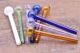 Wholesale cheap glass oil burner pipes Coloured Glass Water Pipe Bubbler Pyrex Oil Burner Glass Pipe 10cm 20mm ball Hand Tobacco pipe