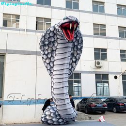 Decorative Cobra Inflatable Serpent 6m Giant Snake Inflate Naja Nivea Black Elapoid for Park/Advertisemen