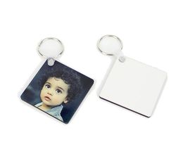 100pcs One-Sided Sublimation blank MDF Square wooden keychain Thermal transfer print personality advertising custom gift