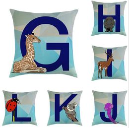 Hot Sale Modern Simple Letter Pattern Couch Cushion Cover Lovely English Alphabet Pillow Case Bed Room Sofa Waist Pillow Covers