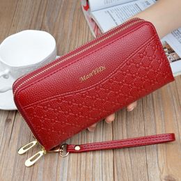 new womens long double zip wallet large capacity clutch double soft leather coin purse multi card holder mobile phone bag