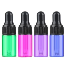 Colorful 1000pcs/lot Mini Glass Bottles 1ml 2ml 3ml 5ml Essential Oil liquid Dropper Bottle Perfume Sample Vials For Sale LX1537