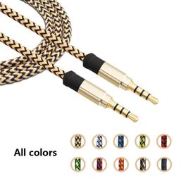 1.5M Round Unbroken Metal Nylon Braided Audio Cable 3.5mm Male Stereo Auxiliary AUX Extension for Samsung MP3 Speaker Tablet PC