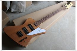 4 Strings Original Body Electric Bass Guitar with 2 Pickups,White Pickguard,Black Hardware,Can be customized