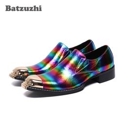 Batzuzhi Italian Type Men Shoes Metal Tip Colour Formal Leather Dress Shoes for Men's Party and Wedding, Big Sizes US6-US12