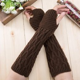 Fashion-2018 Autumn Winter Women Gloves Fashion Wrist Arm Warmer knitting Long Fingerless Gloves Mitten Warm Female Guantes D47