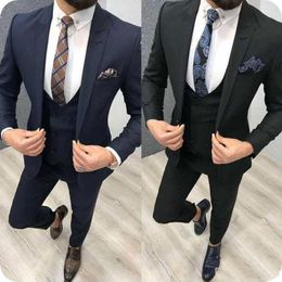 Handsome One Button Groomsmen Peak Lapel Groom Tuxedos Men Suits Wedding/Prom/Dinner Best Man Blazer(Jacket+Pants+Tie+Vest) 830