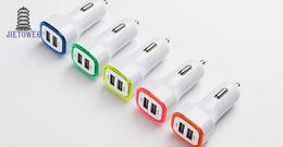 Square rocket car charger two USB quick charge vehicle-mounted mobile charger LED lights for iphone 5 5s 6 htc samsung