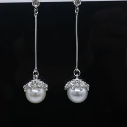 Pearl Dangle Earrings 18k White Gold Filled Piercing Earrings Elegant Gift For Women Girls