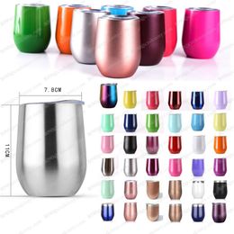 9oz Stemless Wine Glasses Egg Mugs Stainless Steel Tumblers Unbreakable Drinkware Bottles Trave Cups WWQ