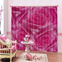 Custom Flower Curtain Exquisite Blackout Curtains for Living Room Bedroom Decoration With Delicate Pink Roses