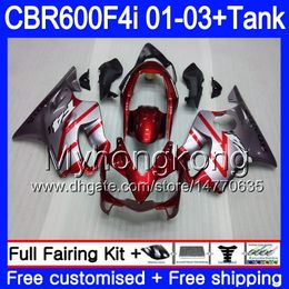 Body Silvery red hot +Tank For HONDA CBR 600F4i CBR600FS CBR600F4i 01 02 03 286HM.45 CBR600 F4i 600 FS CBR 600 F4i 2001 2002 2003 Fairings