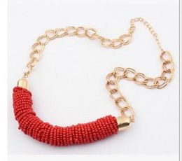 Fashion- Chunky Chain Simple Measle Necklace Jewellery for Women Lady Girl Fashion Cylinder Chokers Christmas Gift 7 Colours Can Choose