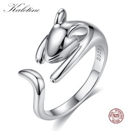 925 Sterling Silver Ring for Women Naughty Cut Mouse Finger Cute Long Tail Black CZ Eye DIY Jewellery Christmas Gifts