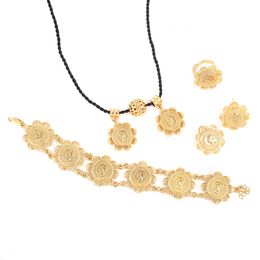 Gold Color Women Ethiopian Coins Jewelry Sets 22K Gold Color Ethiopian Jewelry Sets For Party And Engagement