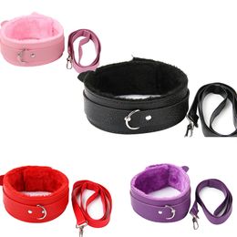 BDSM Toys Bondage Faux Leather Neck Collar Leash Sexy Restraint Fetish SM Adult A45