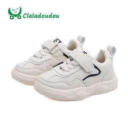 Claladoudou 13.5-15.5CM Pu Leather Toddler Sneakers Beige Casual Baby Boy Shoes Children Shoes Footwear For Kid Boy 1-3Years Old