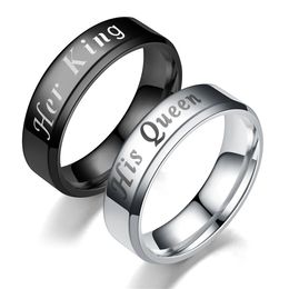 Stainless Steel Her King His Queen Ring band finger women men rings Wedding fashion Jewellery will and sandy gift