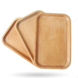 Square Fruits Platter Dish Wooden Plate Dish Dessert Biscuits Plate Dish Tea Server Tray Wood Cup Holder Bowl Pad Tableware Tray LX1661