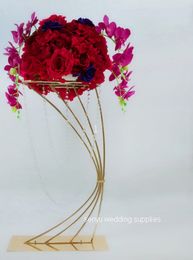 New style 90cm tall Gold Metal Flower Stand for Wedding Decoration Table Centrepieces senyu0150