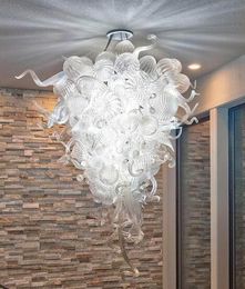 Lamps AC 110v/240v LED Light Source Style Murano Hand Blown Clear Glass Ball Chandelier For House Decoration