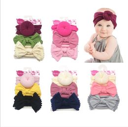 Baby Headband Girls Knot Ball Donut Headbands Lace Bow Turban Infant Elastic Hairbands Knotted Headwear Kids Hair Accessories 3pcs/set C5565