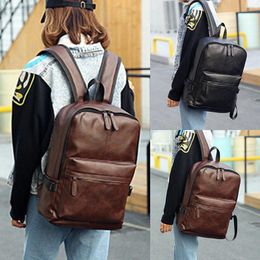 brand new unisex backpack pu leather shoulder school computer bag tote handbag rucksack travel computer bag