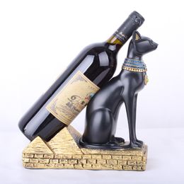 Europe Egyptian God Cat Wine Rack Ornaments Creative Wine Holder Home Kitchen Bar Decor Accessories Resin Crafts Christmas Gifts
