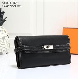 Designer-Top quality fashion men women leather Twist Lock long wallets designer coin purse Card holder original box clutch bags