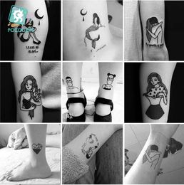 Cc Set Différent Noir Blanc Petit Tatouage Série Sombre Fille Conception Unique Autocollant De Tatouage Temporaire Body Art Faux Mains Tatoo
