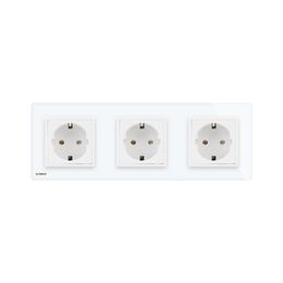 Livolo New EU Standard Power Socket, Outlet Panel, Triple Wall Power Outlet Without Plug,Toughened Glass