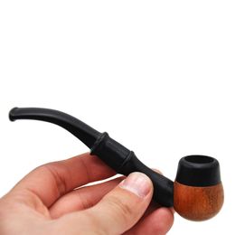 Newest Natural Wooden Portable Herb Tobacco Bowl Mini Smoking Tube Removable Innovative Design Handpipe Bent Mouthpiece Holder Hot Cake DHL