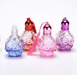 10ml rose Perfume Bottle With glass Roller Ball Travel Roller Refillable Bottle Essential Oil Roll-on Glass Container LX1620
