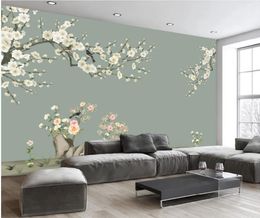 wallpaper for walls 3 d for living room hand painted flowers and birds TV background wall painting