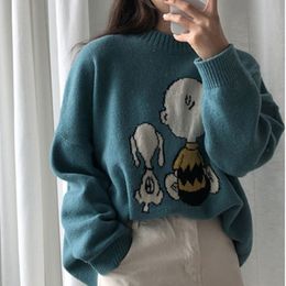 3 Colours 2018 autumn korean style cartoon print knitted sweaters womens sweaters and pullovers (BC6969)